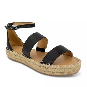 Splendid Women’s Morgan Black Leather Platform Espadrille Sandals Sz 7 NWT